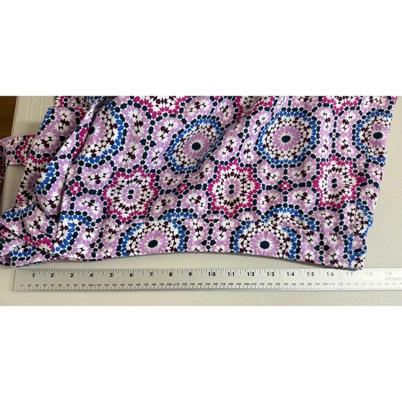 LOFT Linen Blend Mosaic Midi Wrap Skirt Womens Size 14 Violet Event Cottage - Picture 9 of 12